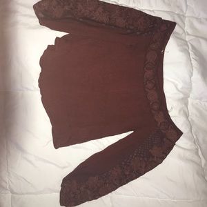 Burgundy off the shoulder Charlotte Rue top